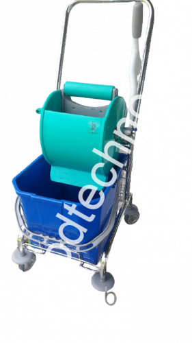 00006072/DRY Тележка одноведерная 25л, хром, отжим DRY, U-образная хром.ручка, синий, Sting TTS - картинка 1